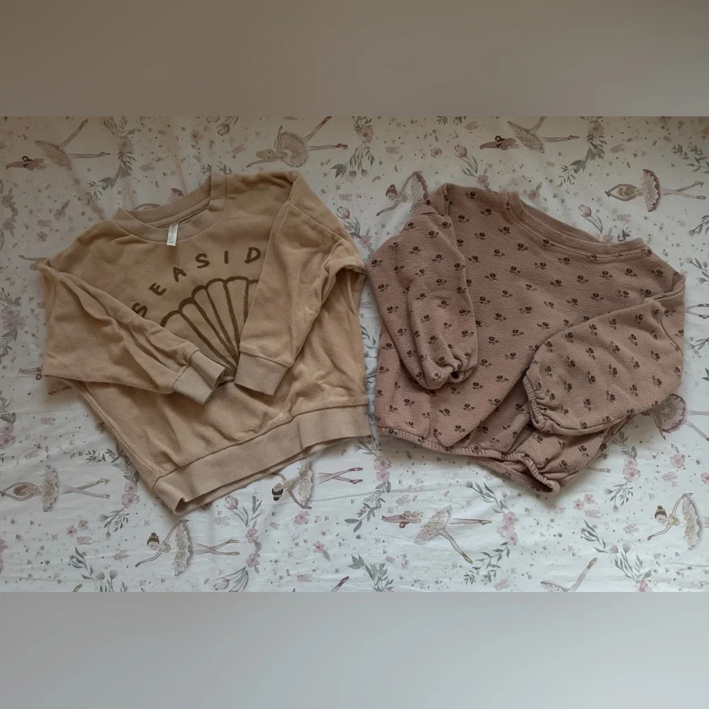 Rylee + Cru 2 Toddler Girl Sweaters Sz 2-3 | Neutral Beige Mauve Pullover Bundle